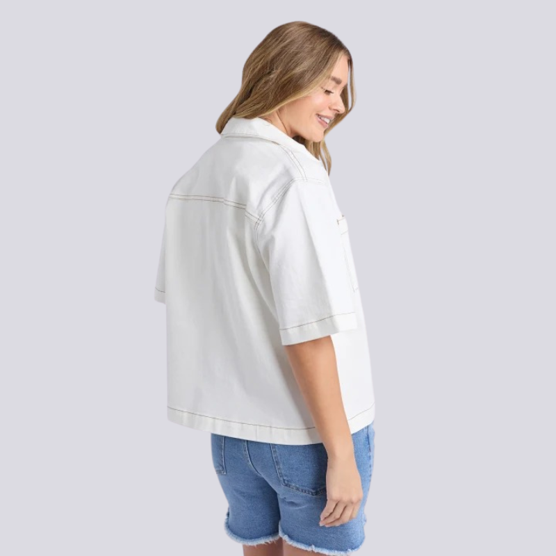 Valletta Short Sleeve Denim Shirt White
