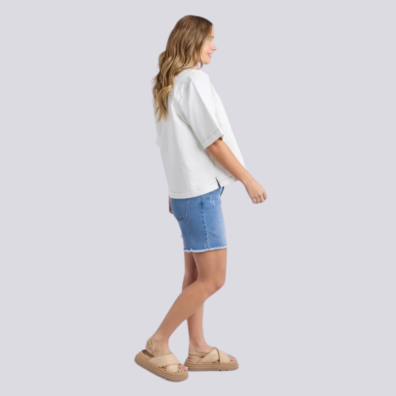 Valletta Short Sleeve Denim Shirt White