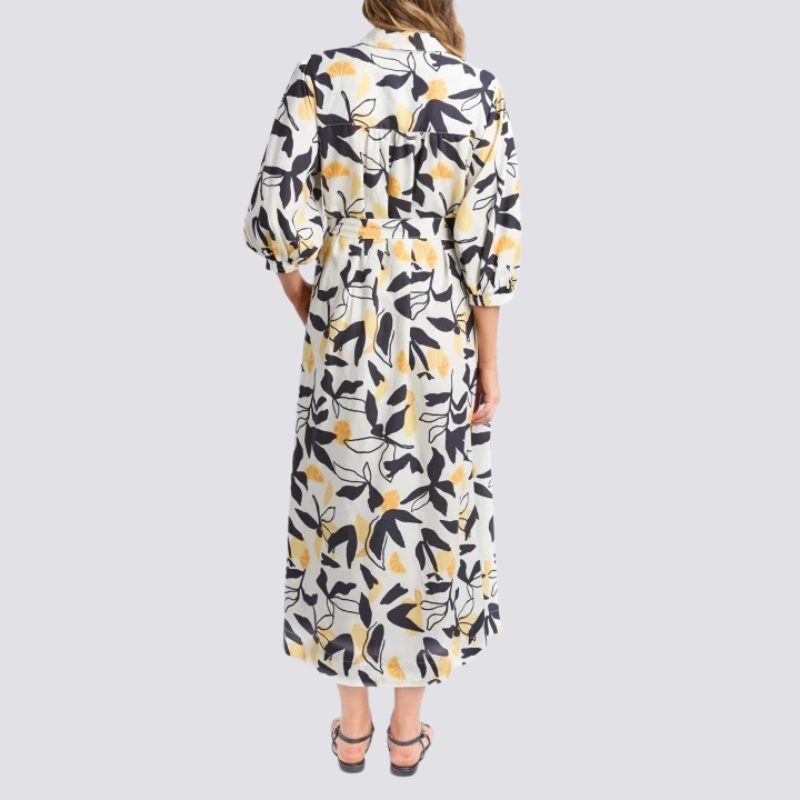 Limone Dress Leaf Print