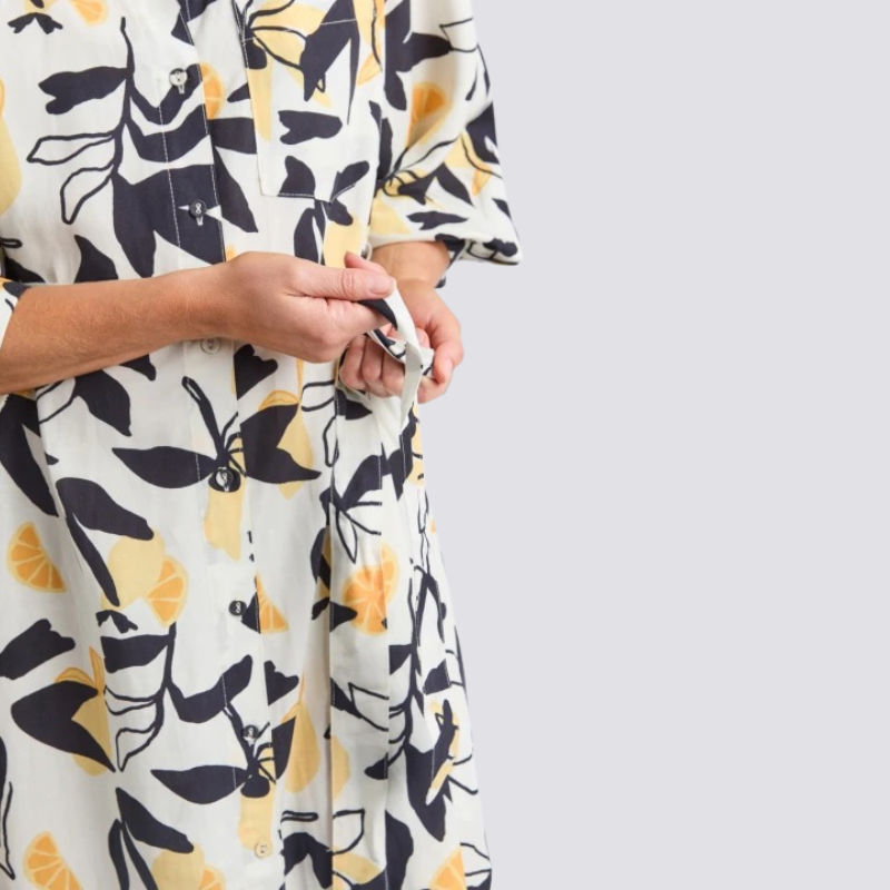 Limone Dress Leaf Print