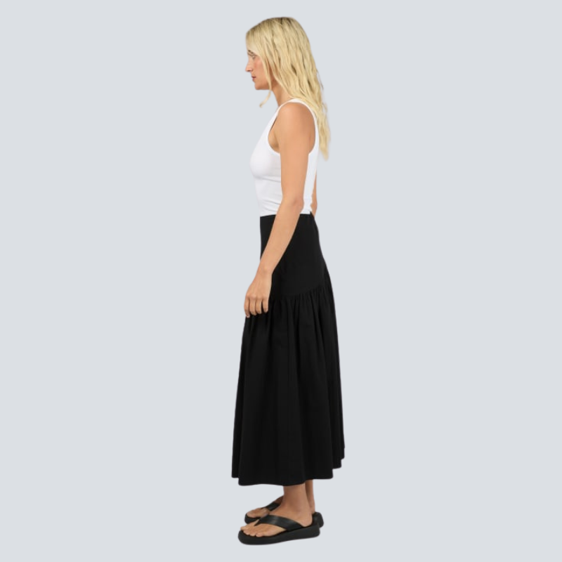 Essential Asym Maxi Skirt Black
