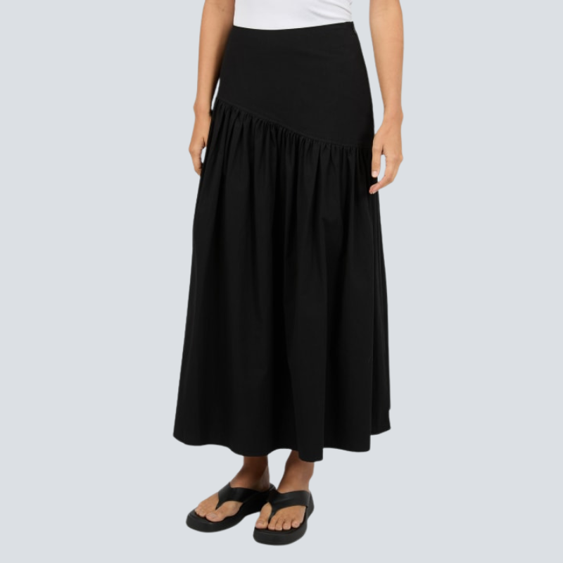 Essential Asym Maxi Skirt Black