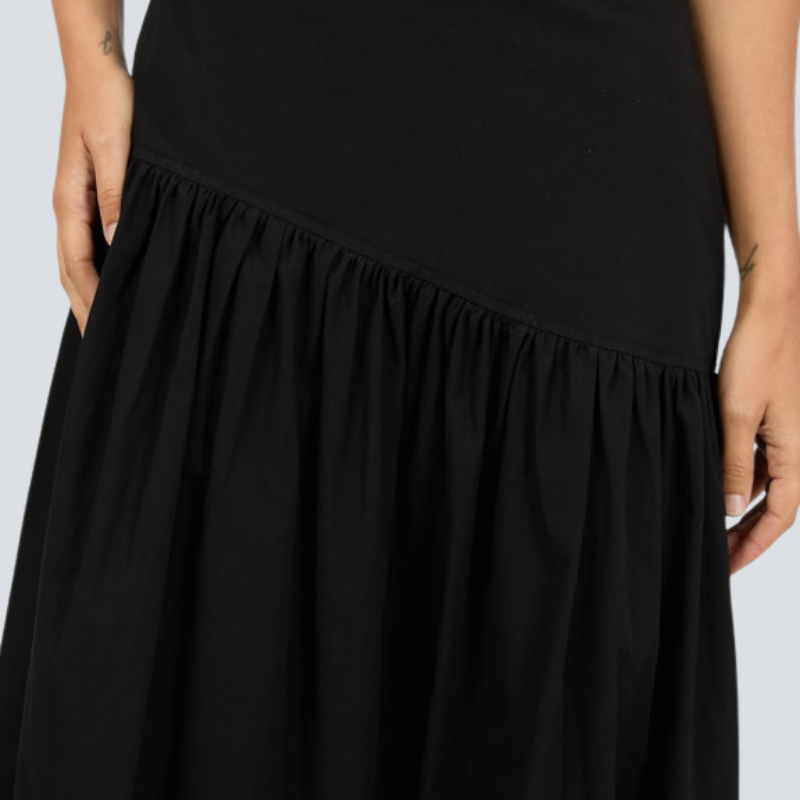 Essential Asym Maxi Skirt Black