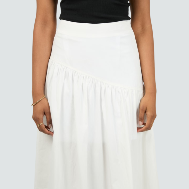 Essential Asym Maxi Skirt White
