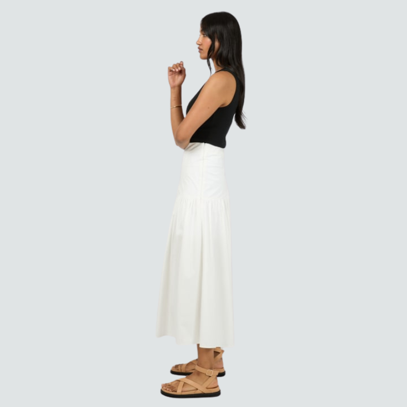 Essential Asym Maxi Skirt White
