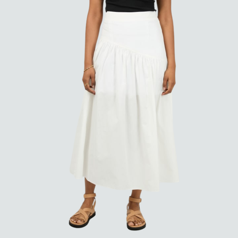 Essential Asym Maxi Skirt White