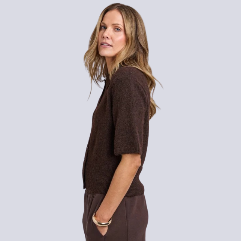 Fernie Button Knit Coffee Bean