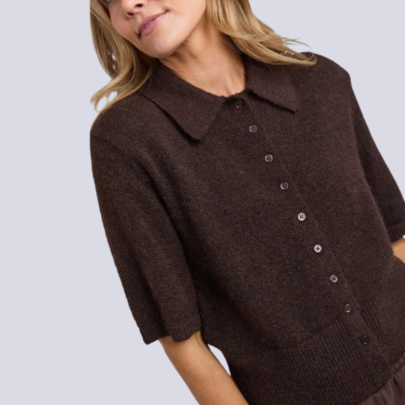 Fernie Button Knit Coffee Bean
