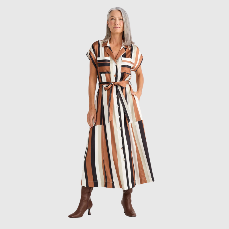 Lorrie Dress Oakley Strip