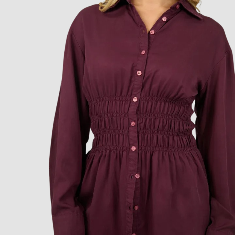 AAE Ruched Shirt Burgundy