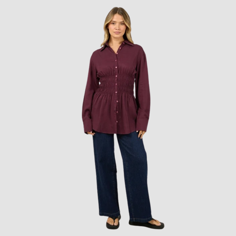 AAE Ruched Shirt Burgundy