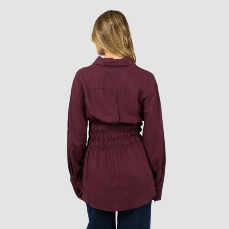 AAE Ruched Shirt Burgundy
