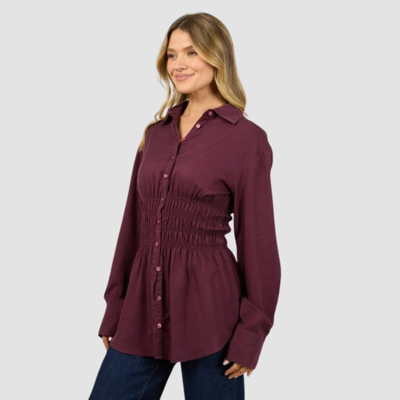 AAE Ruched Shirt Burgundy