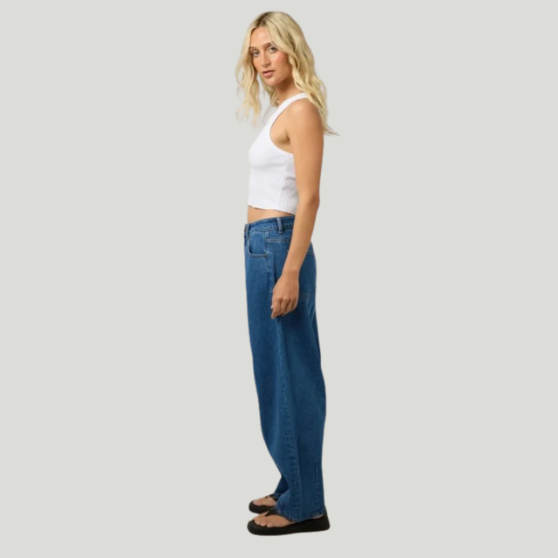 Hallie Barrel Leg Jean Denim