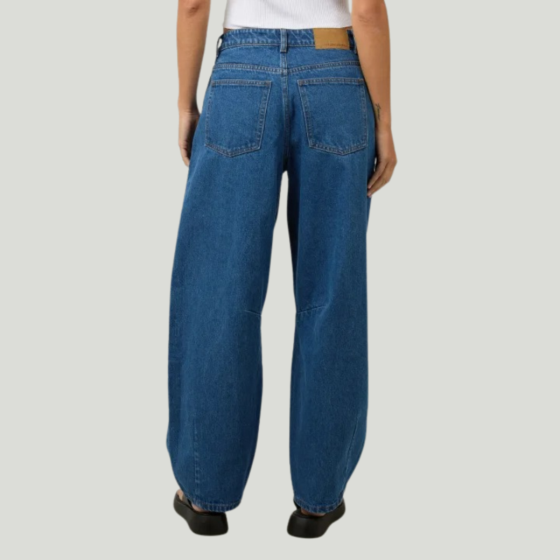 Hallie Barrel Leg Jean Denim