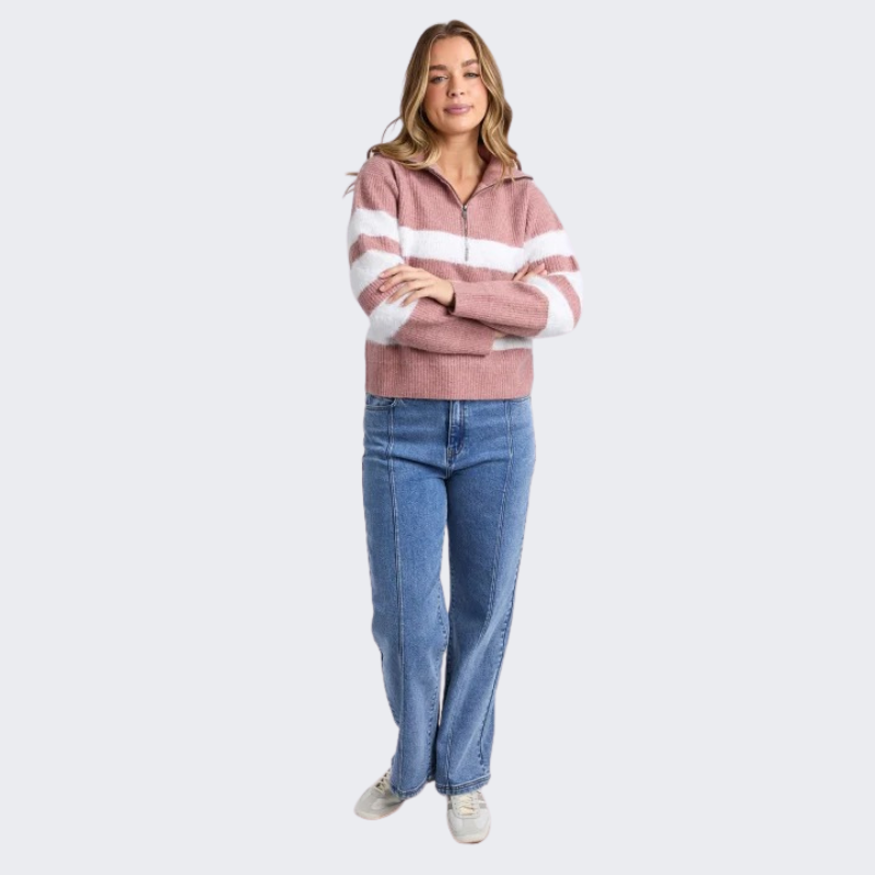 Gracie Zip Crew Woodrose