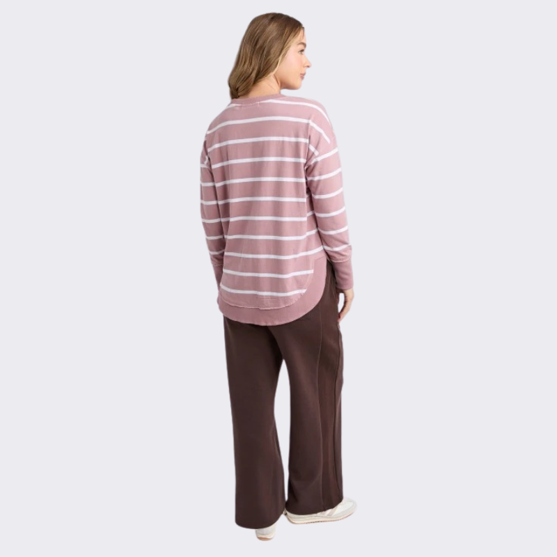 Farrah Stripe Long Sleeve - Woodrose / Wht Stripe