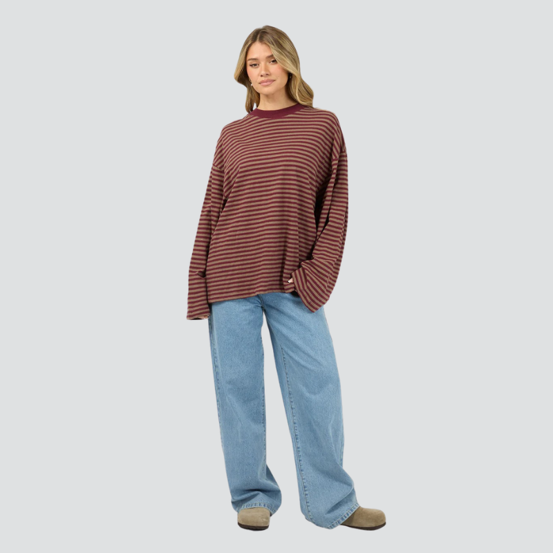 Paloma L/S Stripe Tee Burgundy