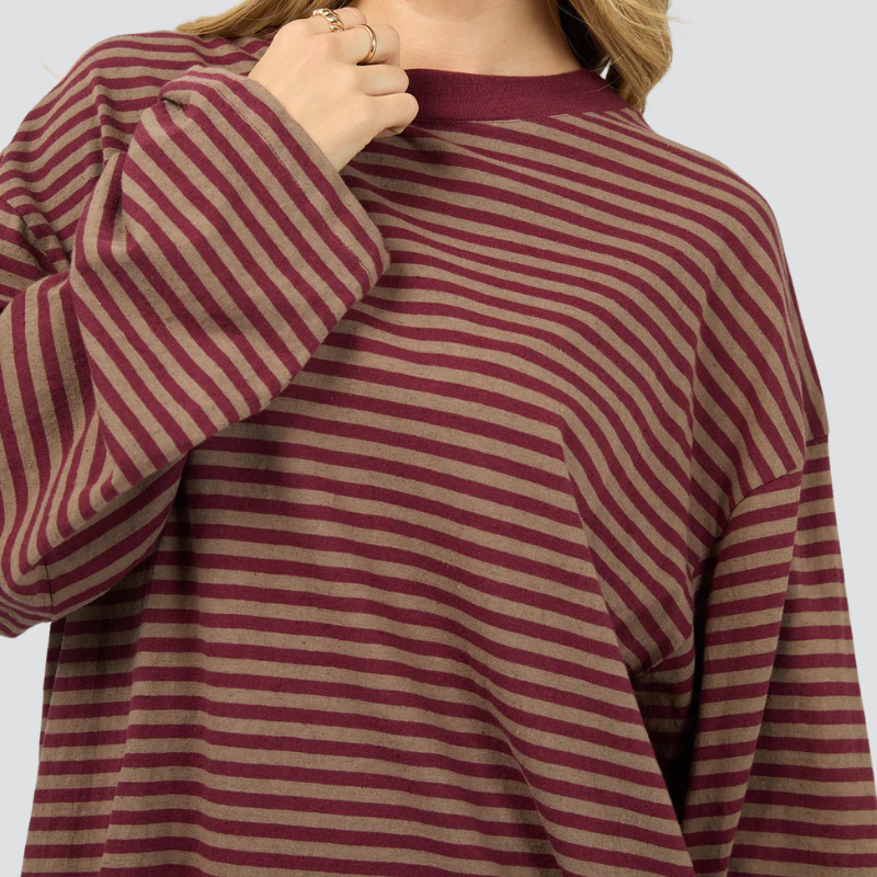 Paloma L/S Stripe Tee Burgundy