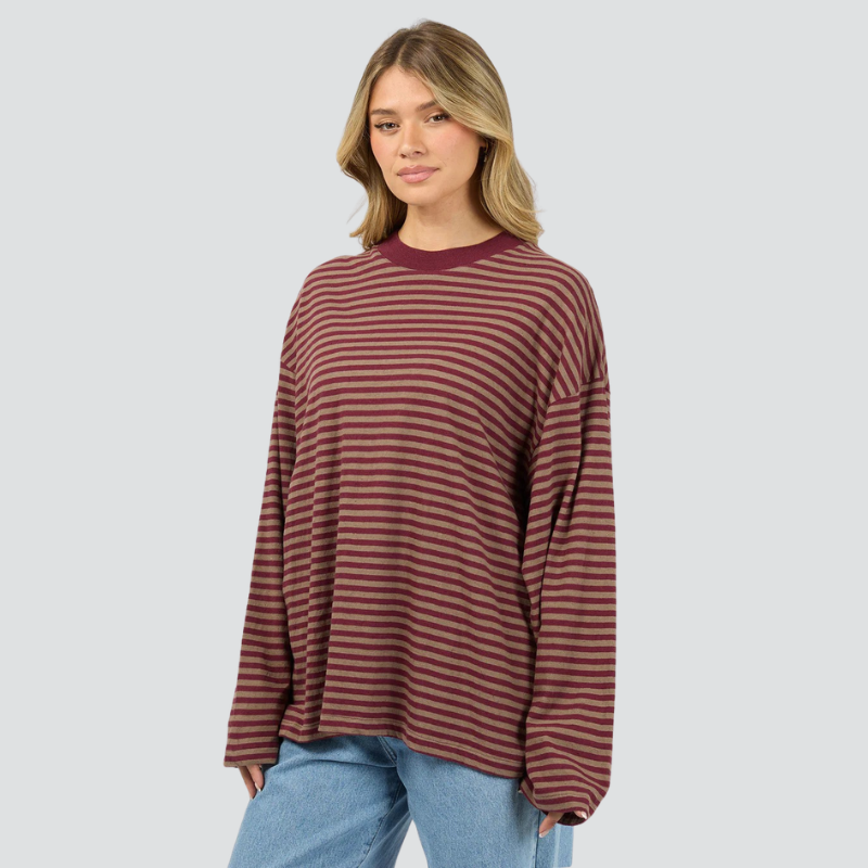 Paloma L/S Stripe Tee Burgundy