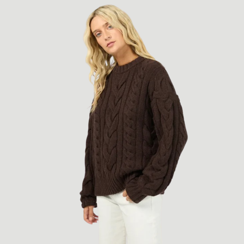 Higgins Cable Knit Brown
