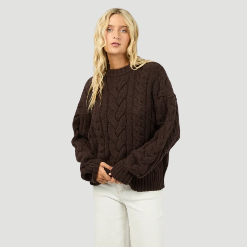 Higgins Cable Knit Brown