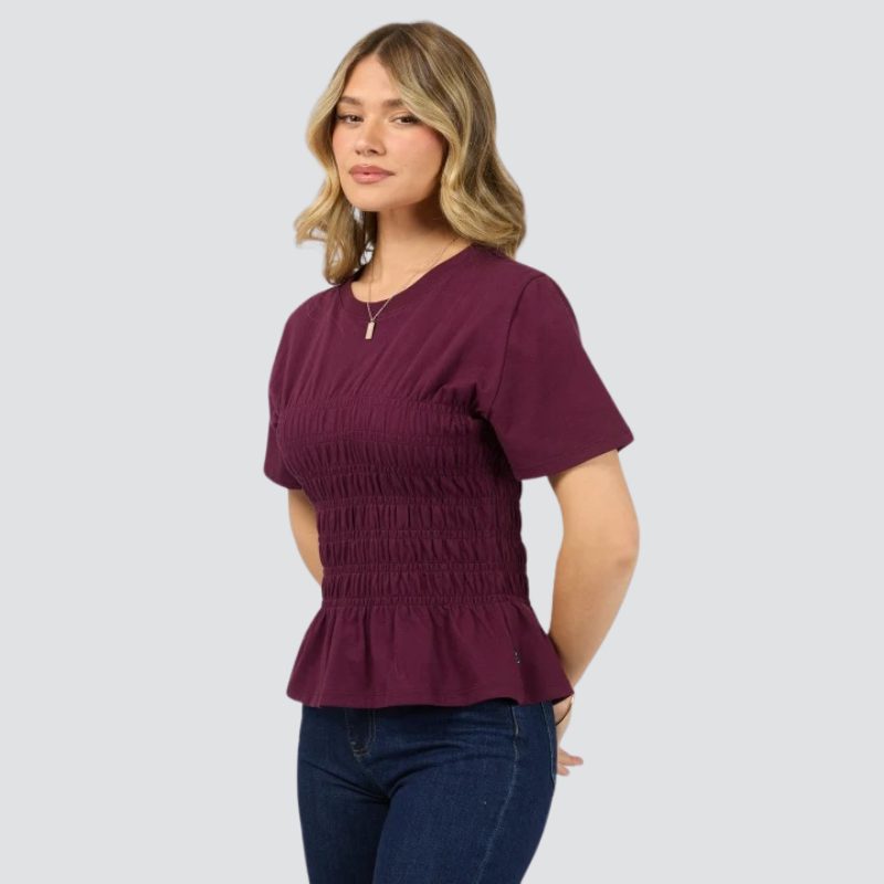 Lipa Ruched Top  - Wine
