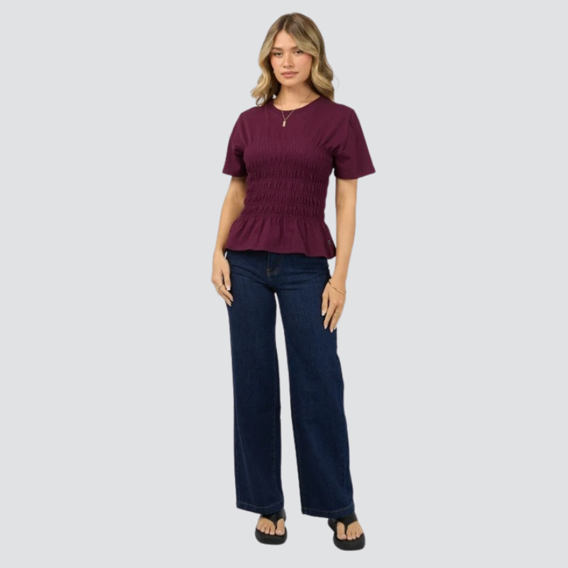 Lipa Ruched Top  - Wine
