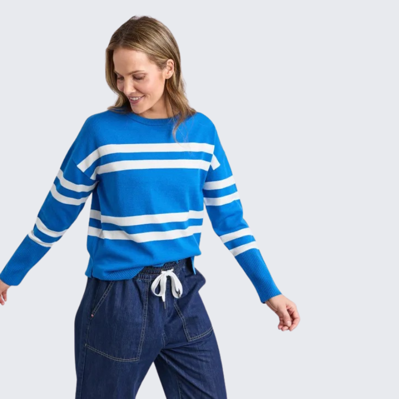 Allison Crew Royal Blue Stripe