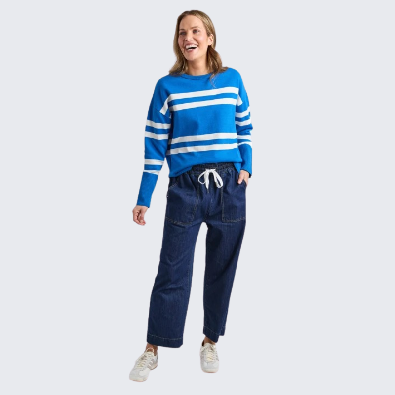 Allison Crew Royal Blue Stripe