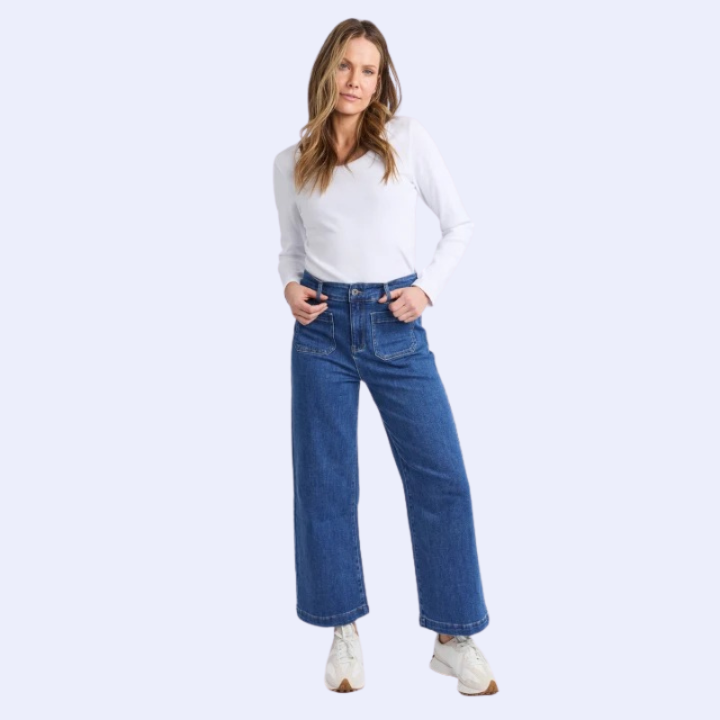 Alyssa Front Pocket Jean - Mid Blue Wash