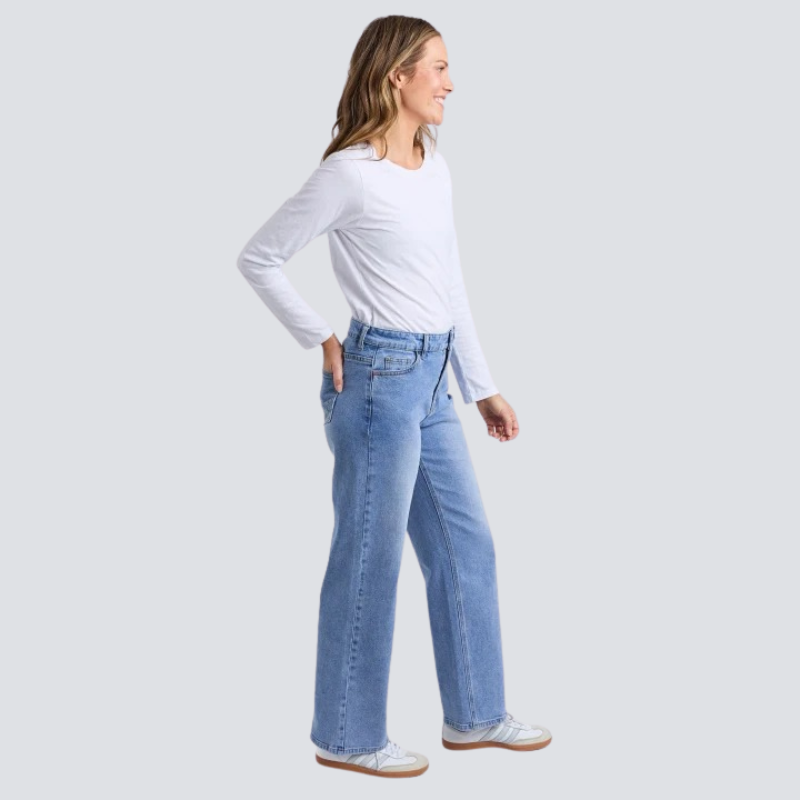Evie Straight Leg Jean - Mid Blue Wash