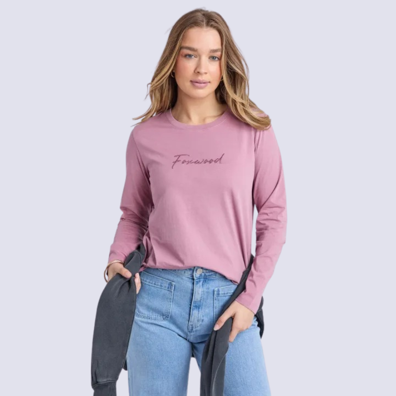 Signature Long Sleeve Tee - Dusty Rose