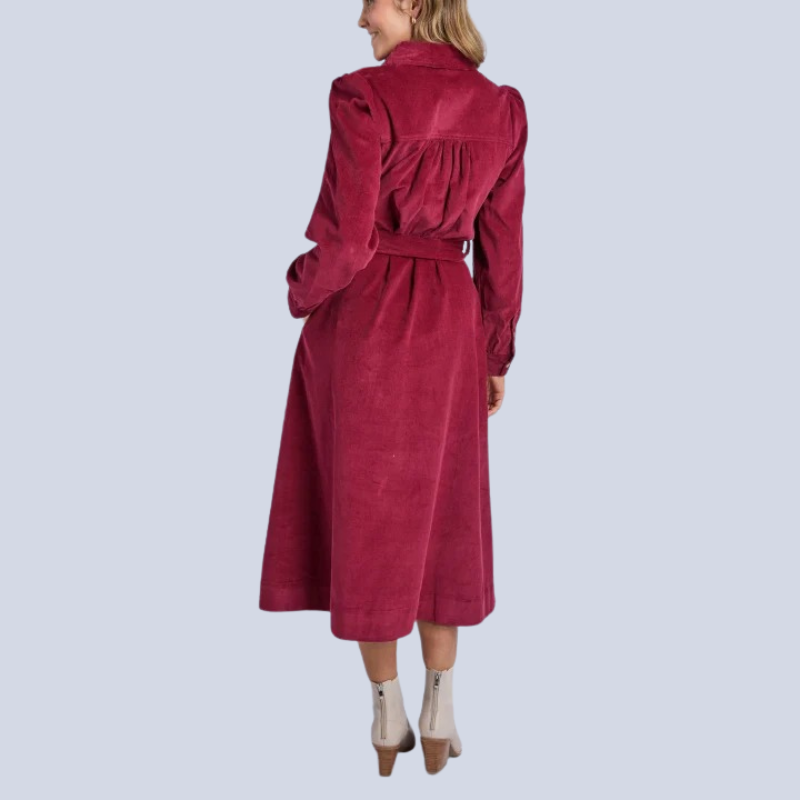 Serena Cord Dress Maroon