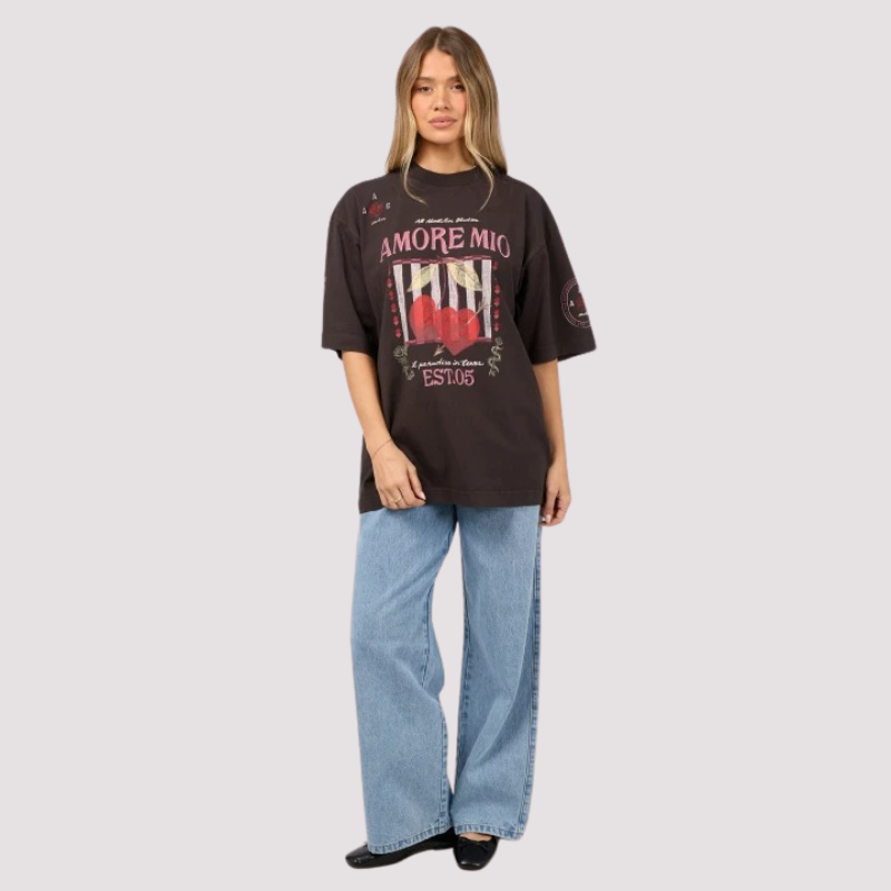 Aurora Oversized Tee - Washed Black