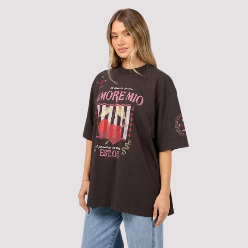 Aurora Oversized Tee - Washed Black