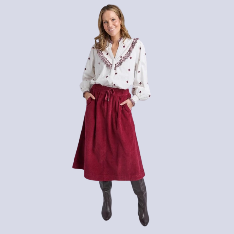Winnie Cord Skirt - Maroon