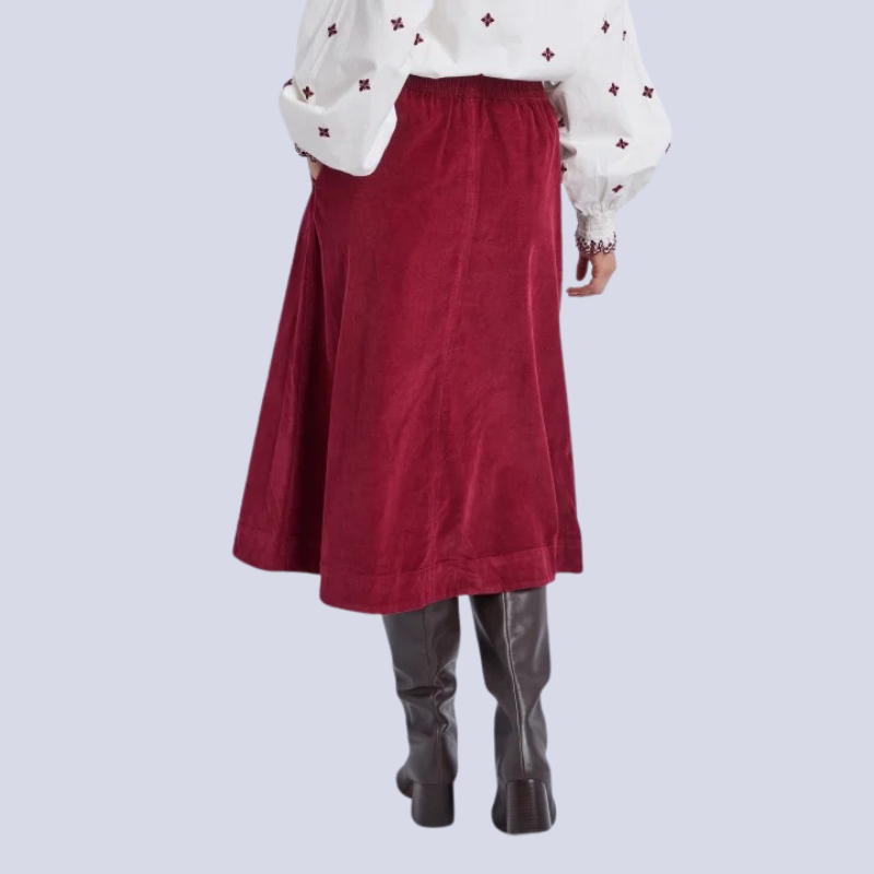 Winnie Cord Skirt - Maroon