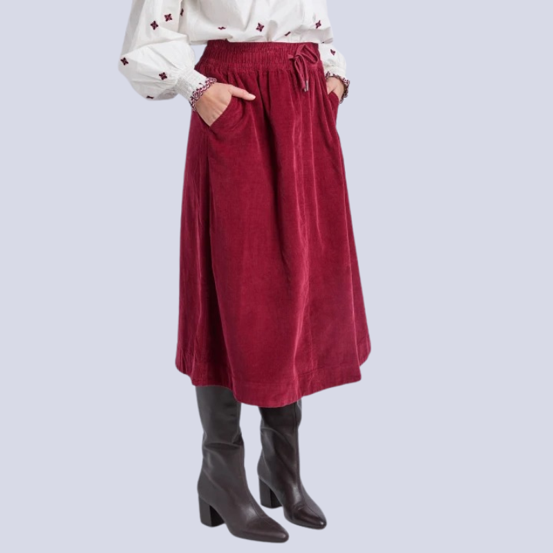 Winnie Cord Skirt - Maroon