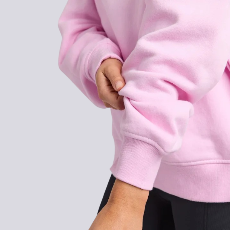 College Contrast Zip Crew Pale Pink/ Port