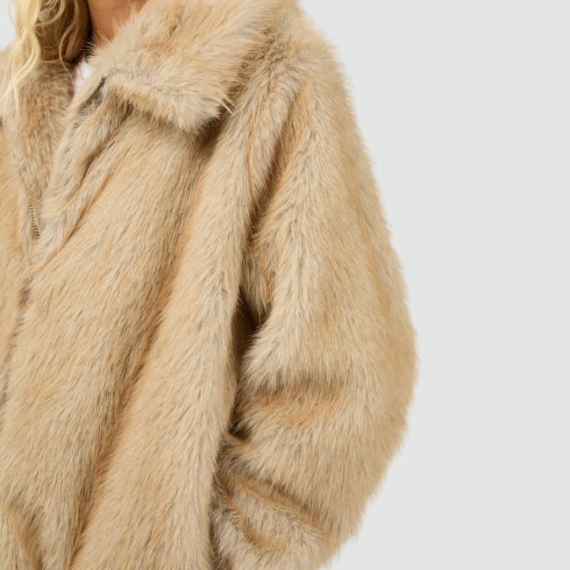 Sable Faux Fur Zip Coat