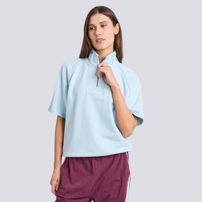 Piped Crew Solid Cool Blue