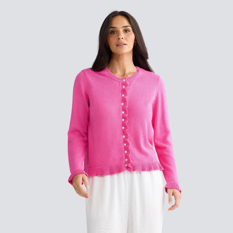 Lorrie Frill Cardi Hot Pink XS