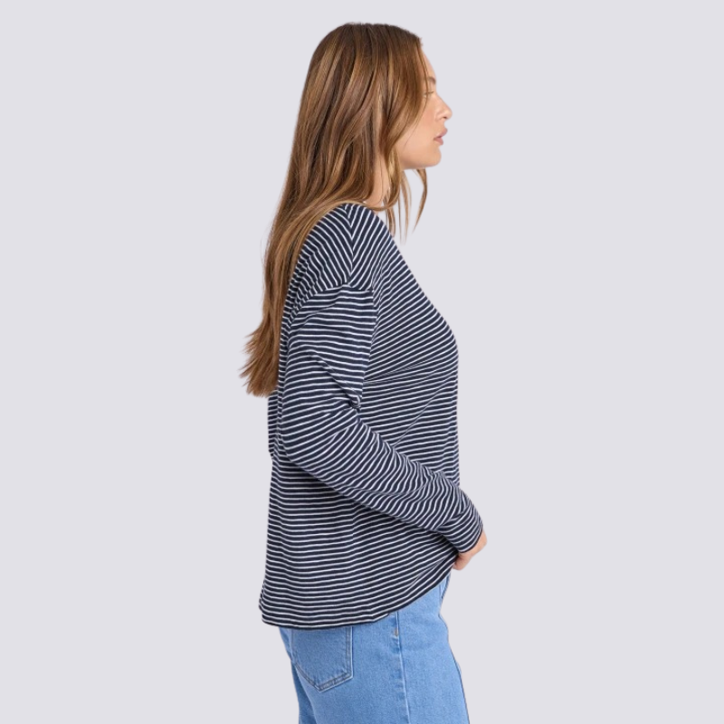 Hutch L/S Tee Navy/Wht Str
