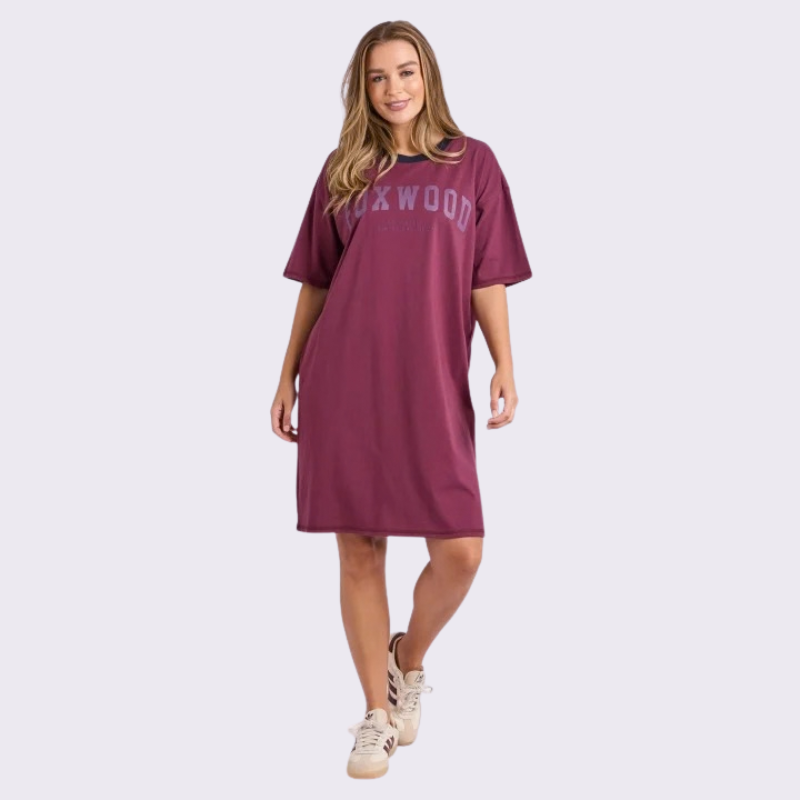 Intention Contrast Tee Dress - Plum
