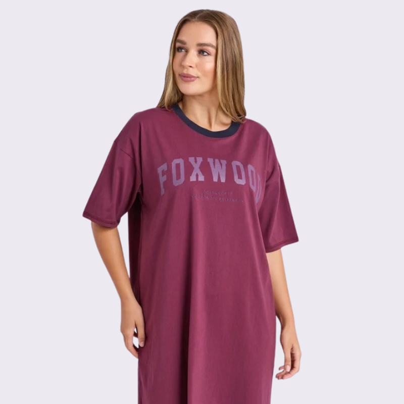 Intention Contrast Tee Dress - Plum