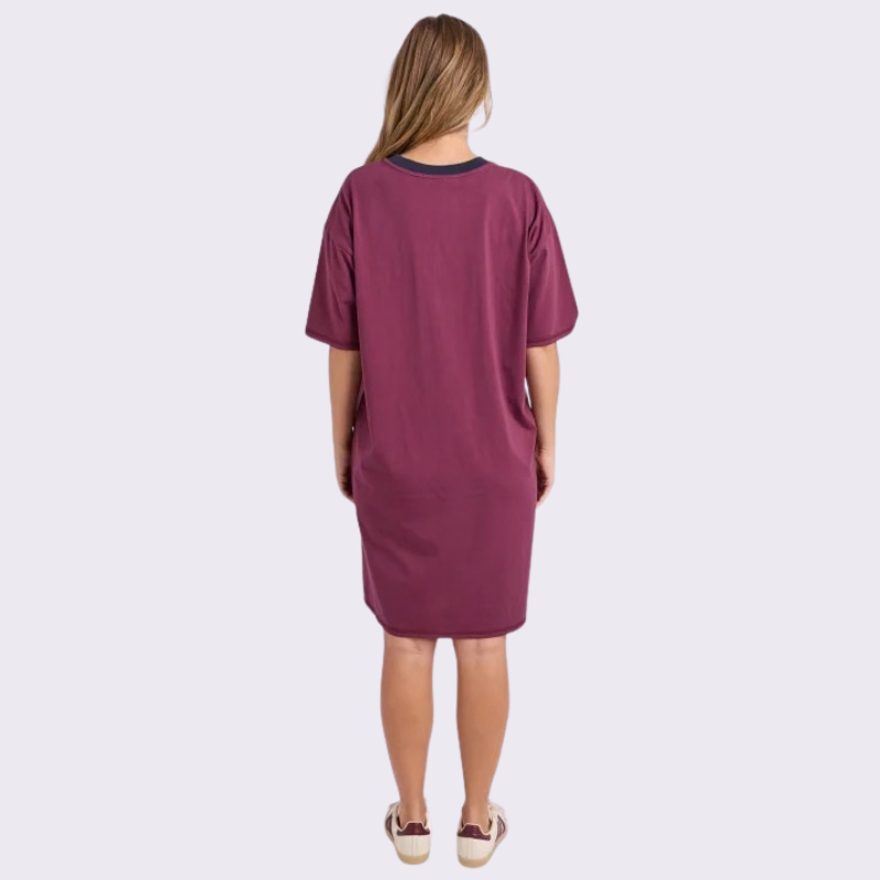 Intention Contrast Tee Dress - Plum