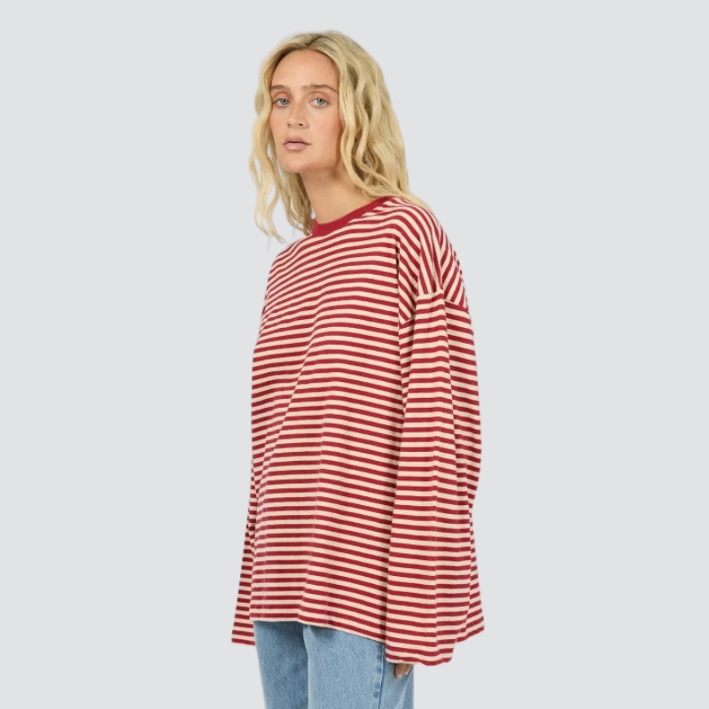 Paloma L/S Stripe Tee Burgundy
