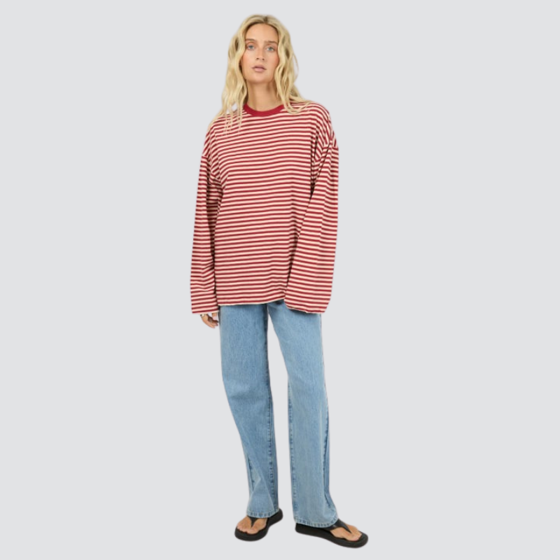 Paloma L/S Stripe Tee Burgundy