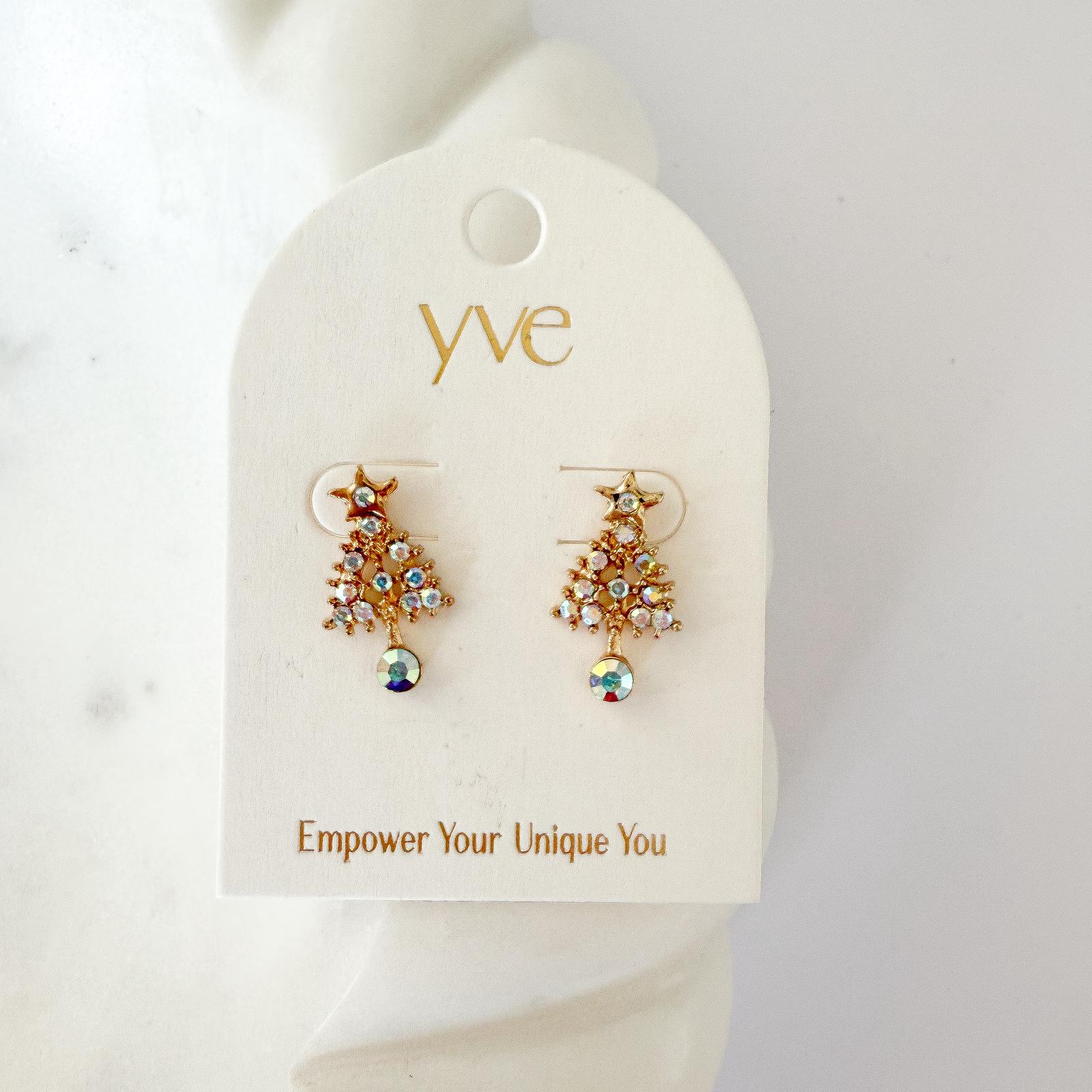 Diamonte Christmas Tree Earrings